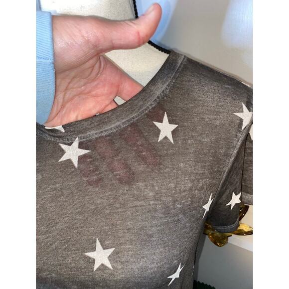 Lucky Brand Brown Stars Tee size Small Worn Retro Vintage Look Thin T-Shirt GUC - Picture 5 of 11